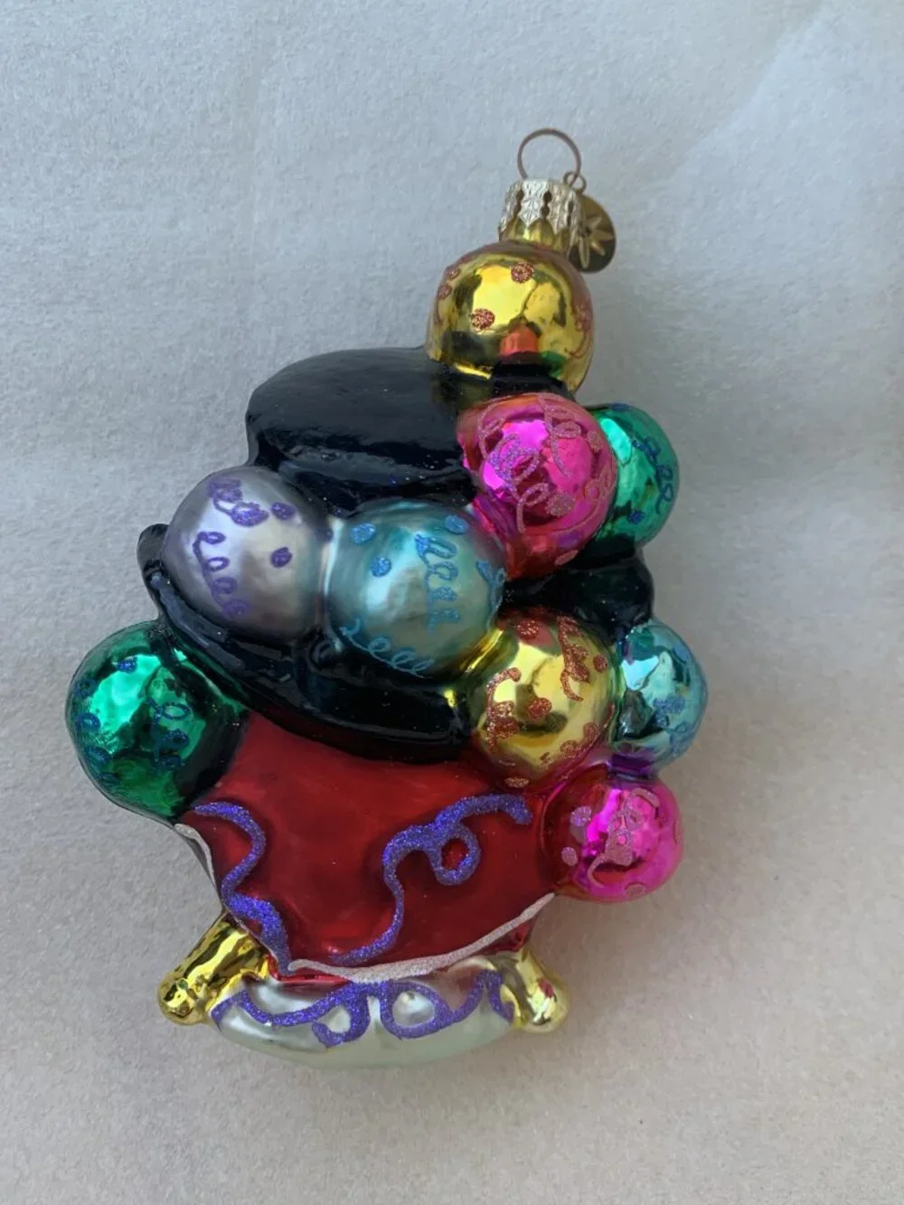 Vintage CHRISTOPHER RADKO WOUND MIDNIGHT CLOCK GLASS ORNAMENT 2001 Mouth Blown